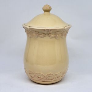 J C Penny Chris Madden Felice Yellow Large Canister 9" Tall x 5" Diameter
